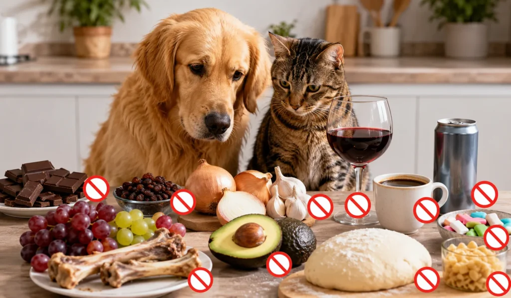 10 Alimentos que Cachorros e Gatos Nunca Devem Consumir