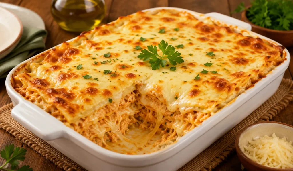 Lasanha de frango cremosa fácil